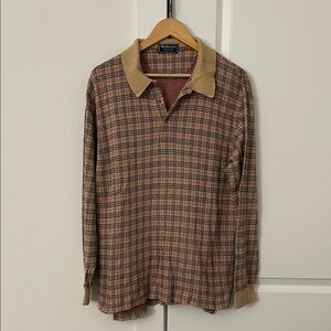 Burberry Men's Tan and Brown Checkered Shirt